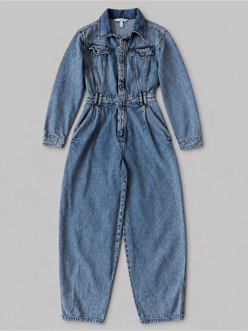 H&M Woman Blue Denim Long Sleeve Utility Jumpsuit XS Boho Granola Western